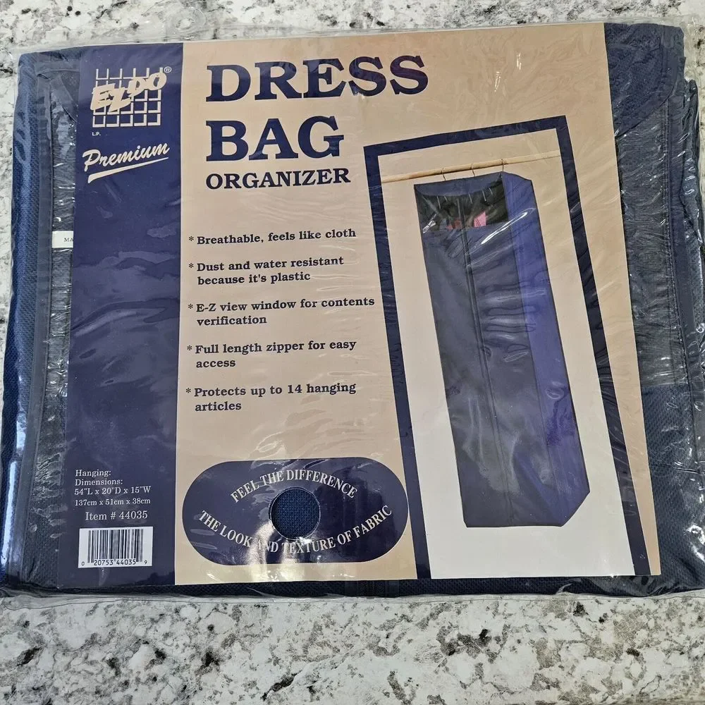 New 1995 Vintage E-Z Do Dress Bag Organizer Blue Up To 14 Garments View Window